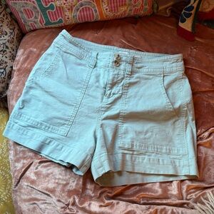 a new day Light Sea Foam Green Casual Patch-Pocket Cotton Blend Vacation Shorts